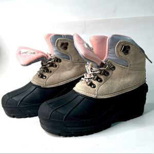 It’s a tan black and pink Icebreaker Waterproof Lace up boots